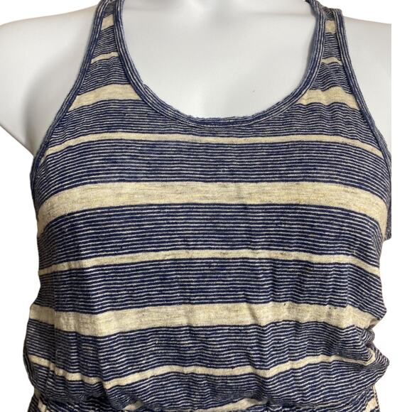 MADEWELL Linen blue and white striped maxi tank dress with slits - Medium - Picture 2 of 9